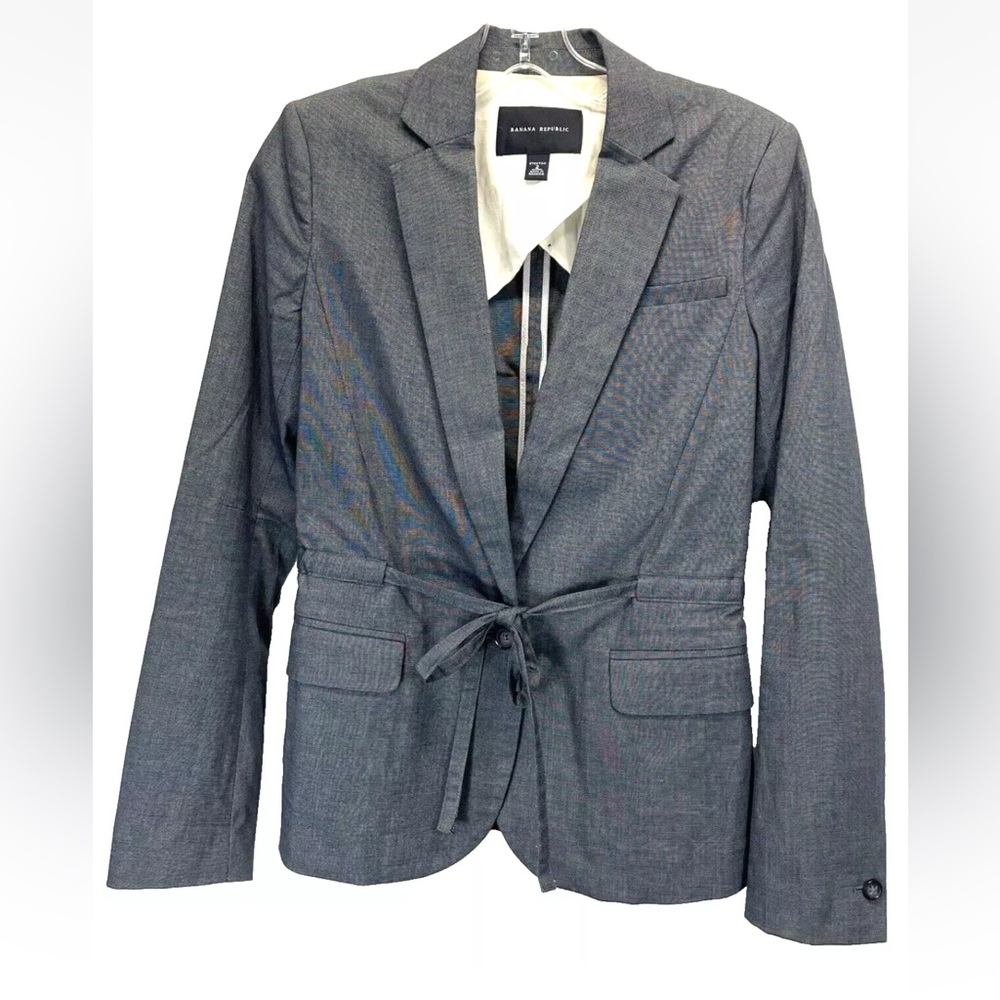 Banana Republic Gray Tie-Waist Blazer Jacket